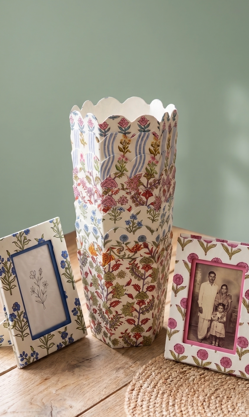 Large Handprinted Photo Frames - 5 by 7 - Pink City Blooms