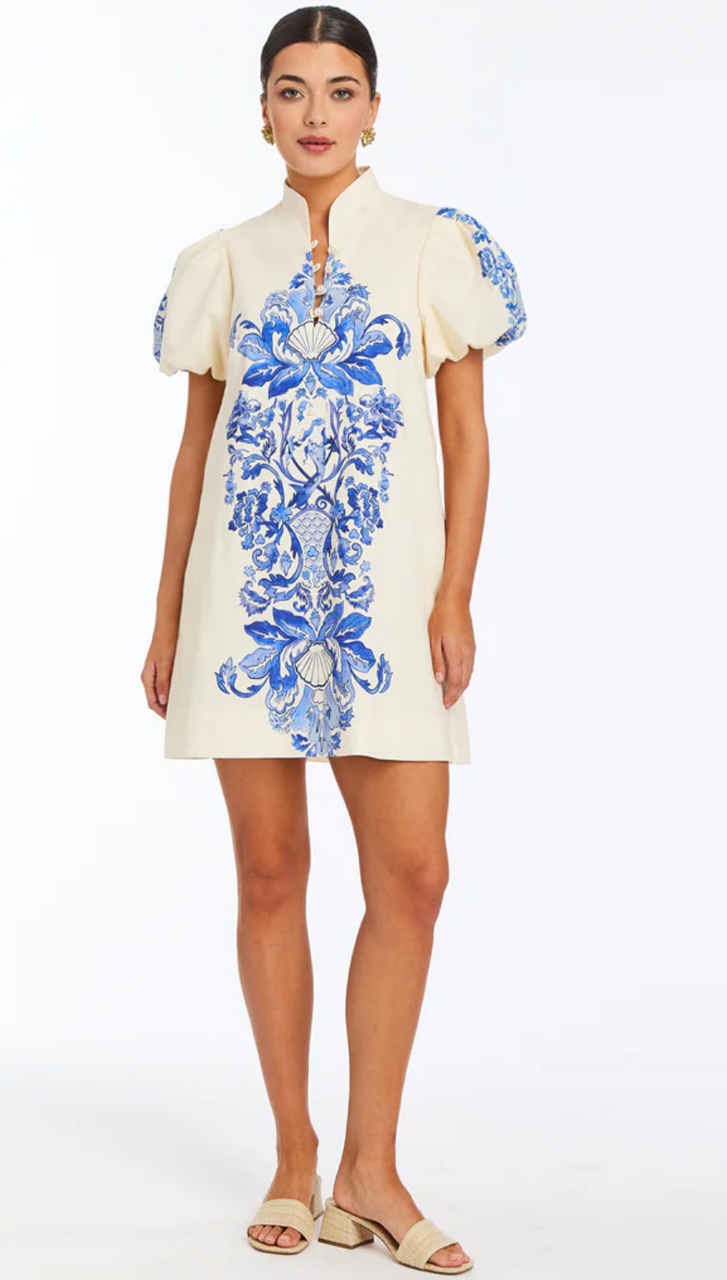 Elliana Mini Dress in Mermaid Trellis