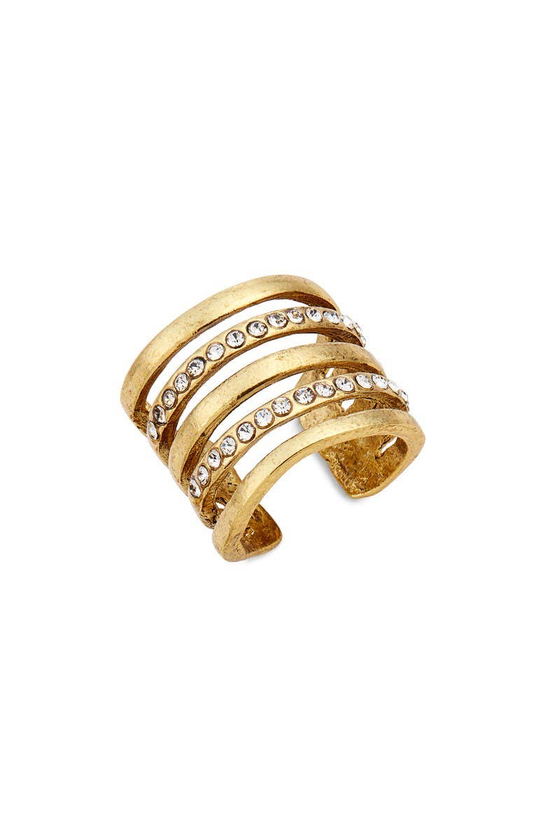 Embellished Multi Strand Ring - 24K Gold Plated