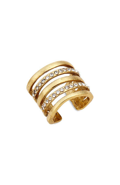 Embellished Multi Strand Ring - 24K Gold Plated