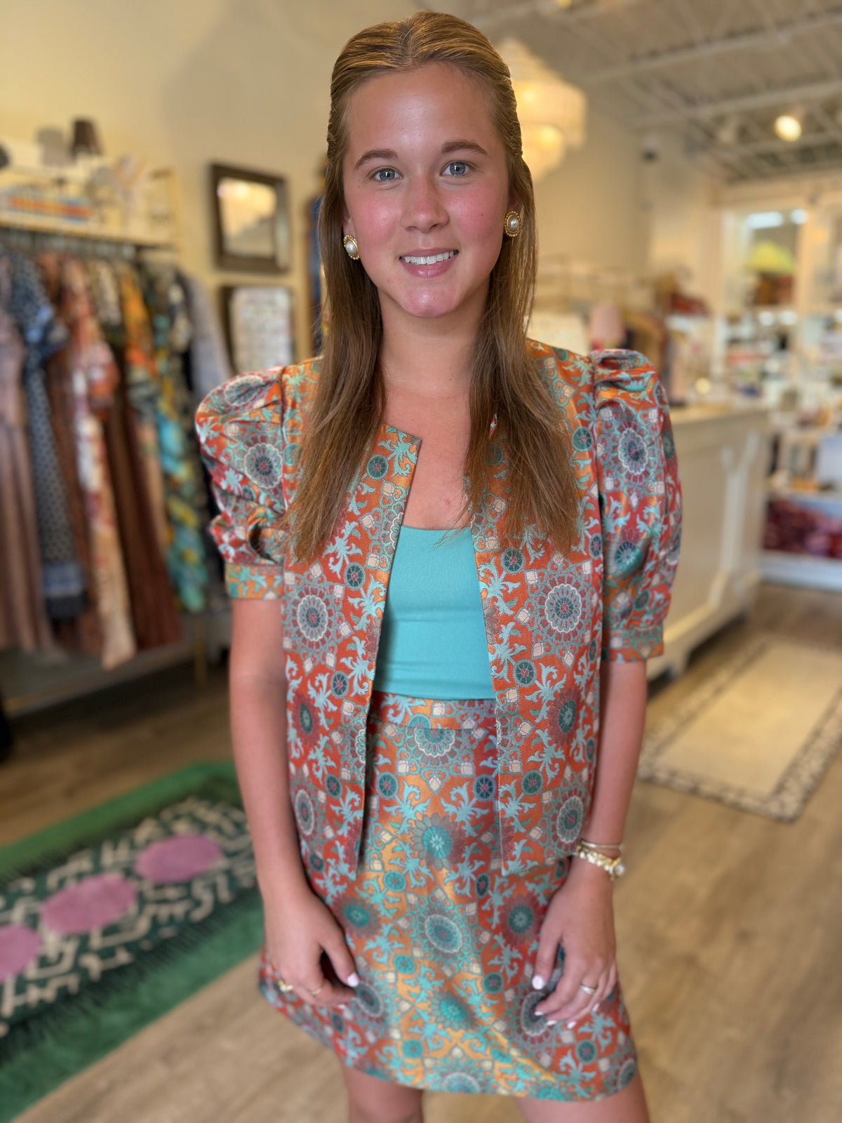 Puff Sleeve Crop Jacket in Sunwheel