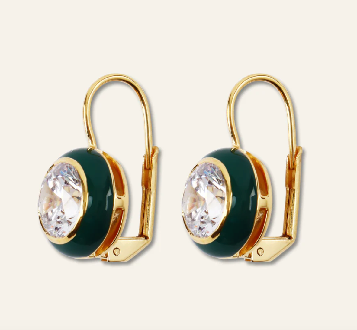 Enamel Bezel Drop Earring