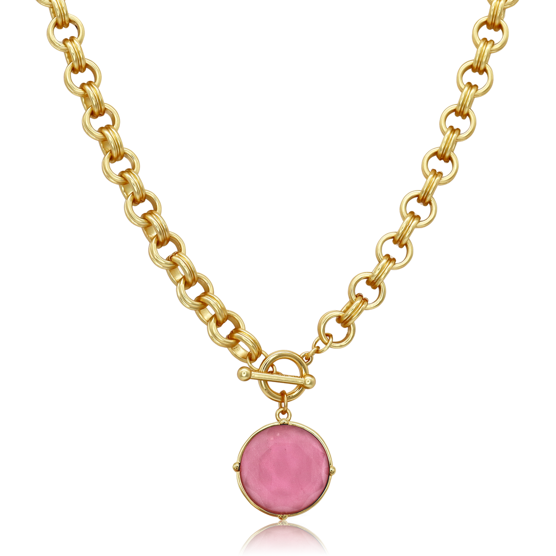 Cabochon Pendant Necklace - 24k Gold Plated