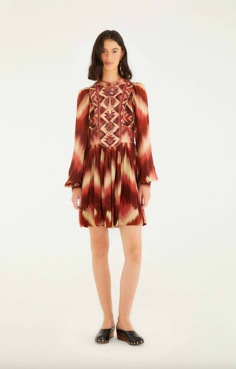 Amanda Stripes Tapestry Red Matelasse Dress