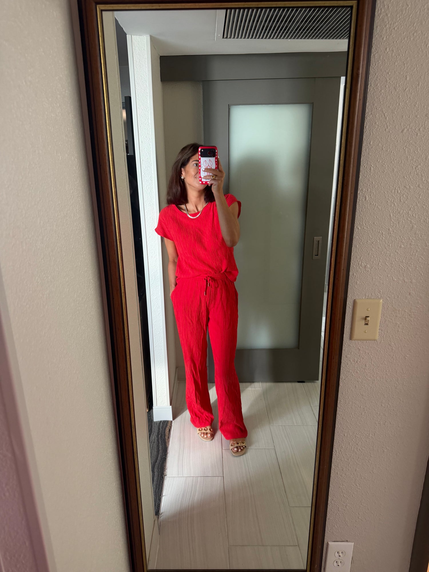 Fancy Crinkle Top in Red