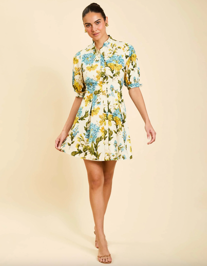 Brooklyn Mini Dress in Verdant Blooms