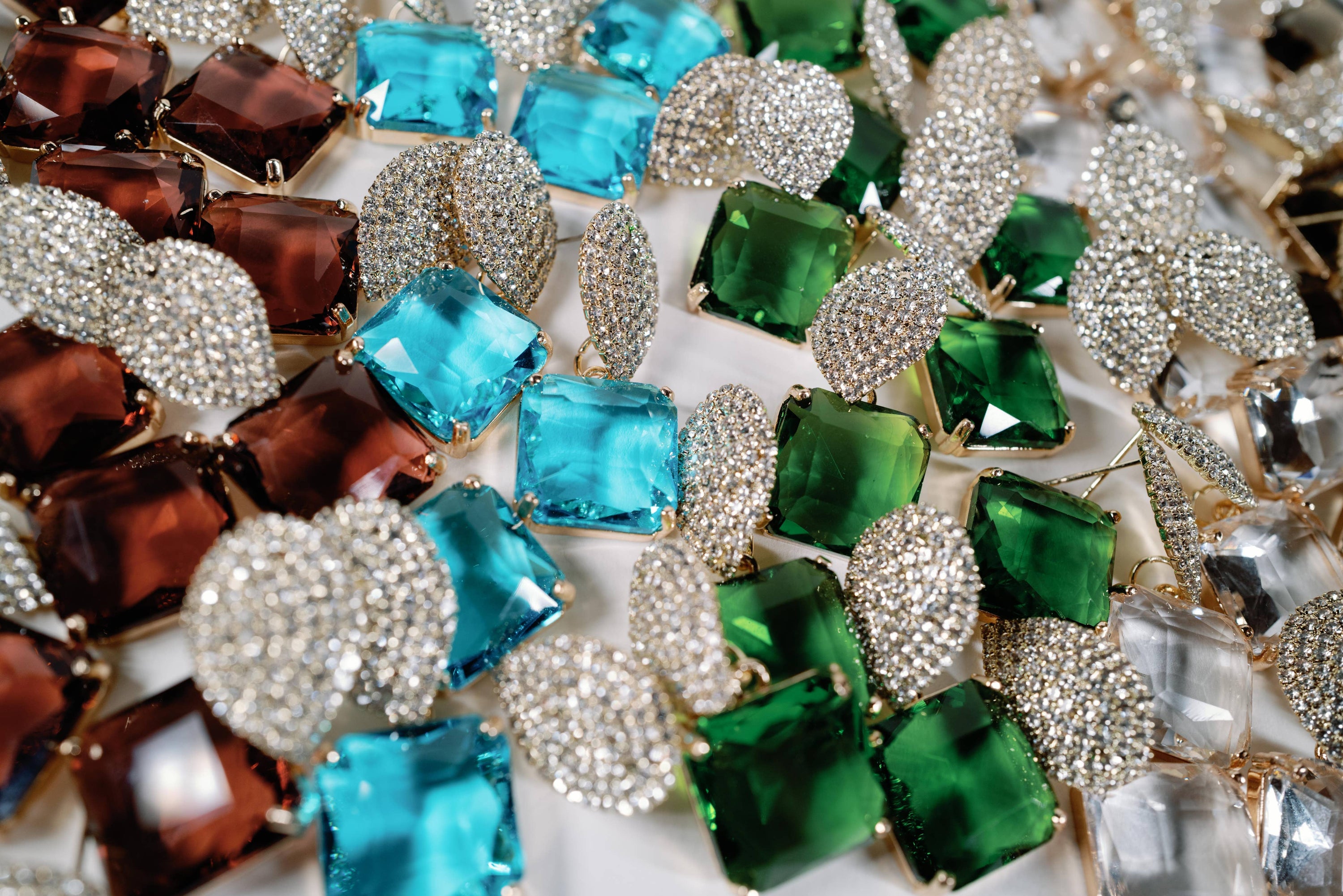 Clear Crystal Retro Pave Crystal Gum Drop Statement Earrings