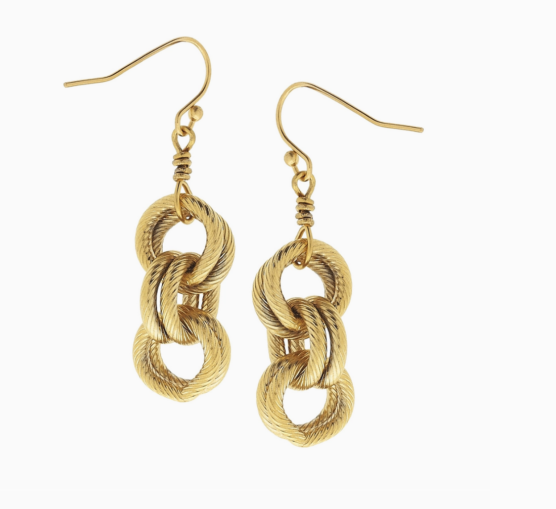Gold Double Link Earrings