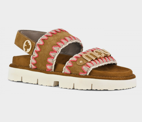 Bio Sandal Overstitch in Cognac