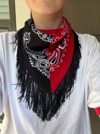 Handmade Custom Colorblocked Gameday Bandana w/ Fringe