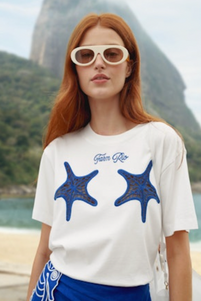 Starfish Relaxed T-Shirt in Off White