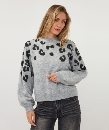 Sweater Leopard in Light Grey Melange