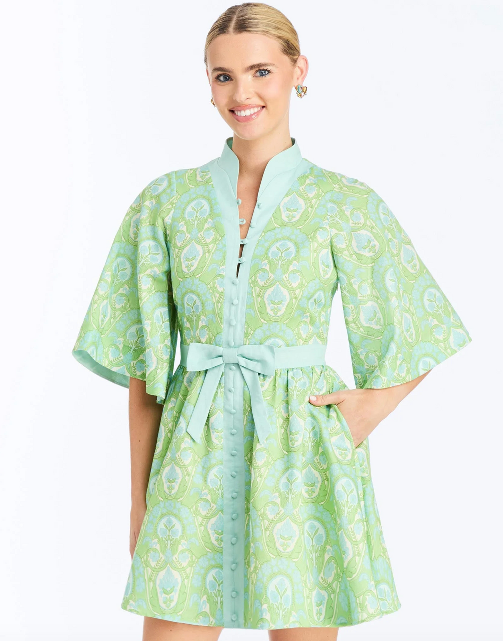 Carmen Mini Dress Trellis Verte