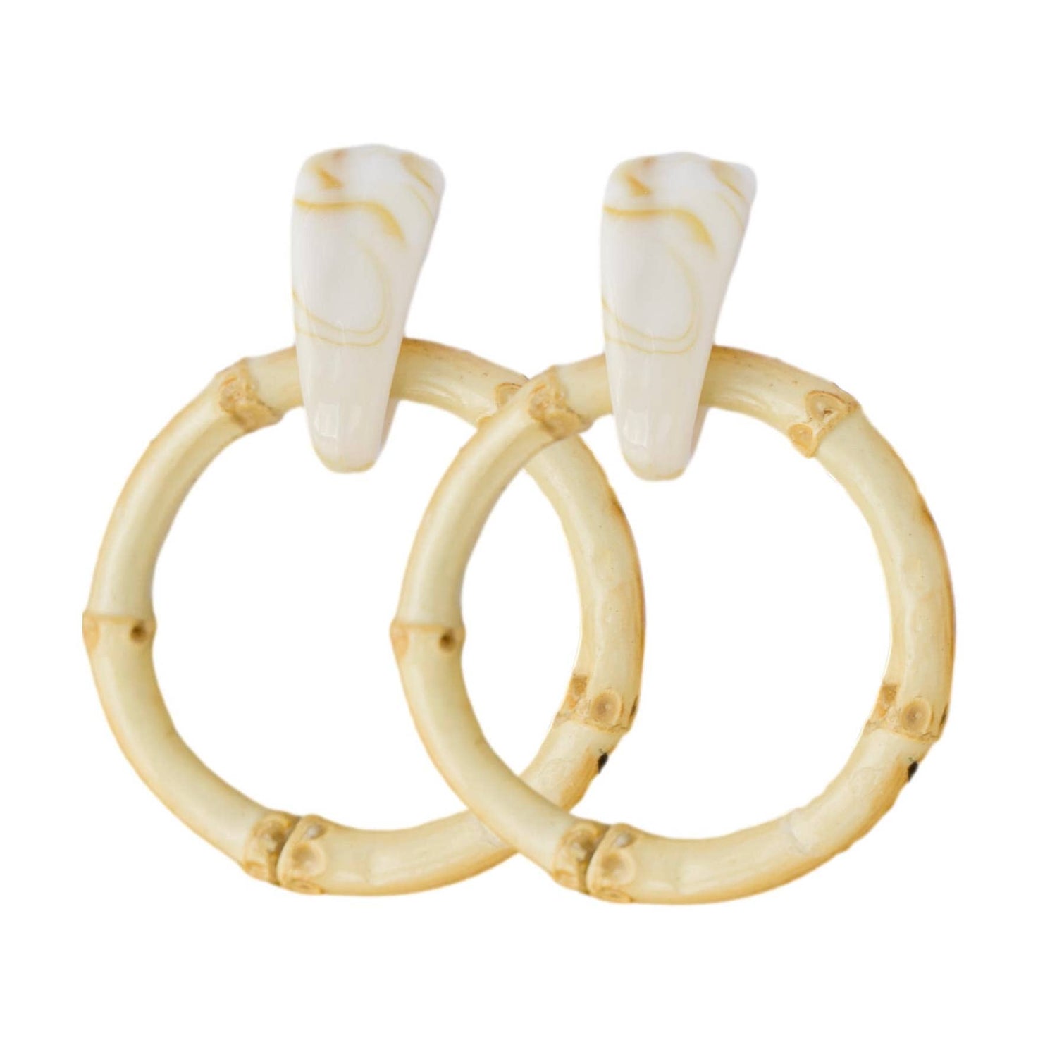 Light Brown Bamboo Statement Drop Earrings
