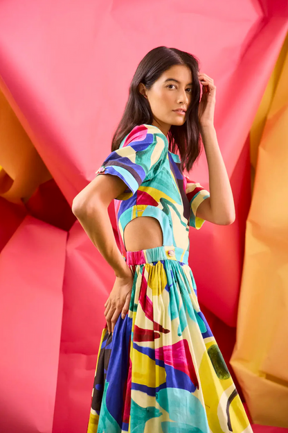 Jada Dress in Stroke of Spring