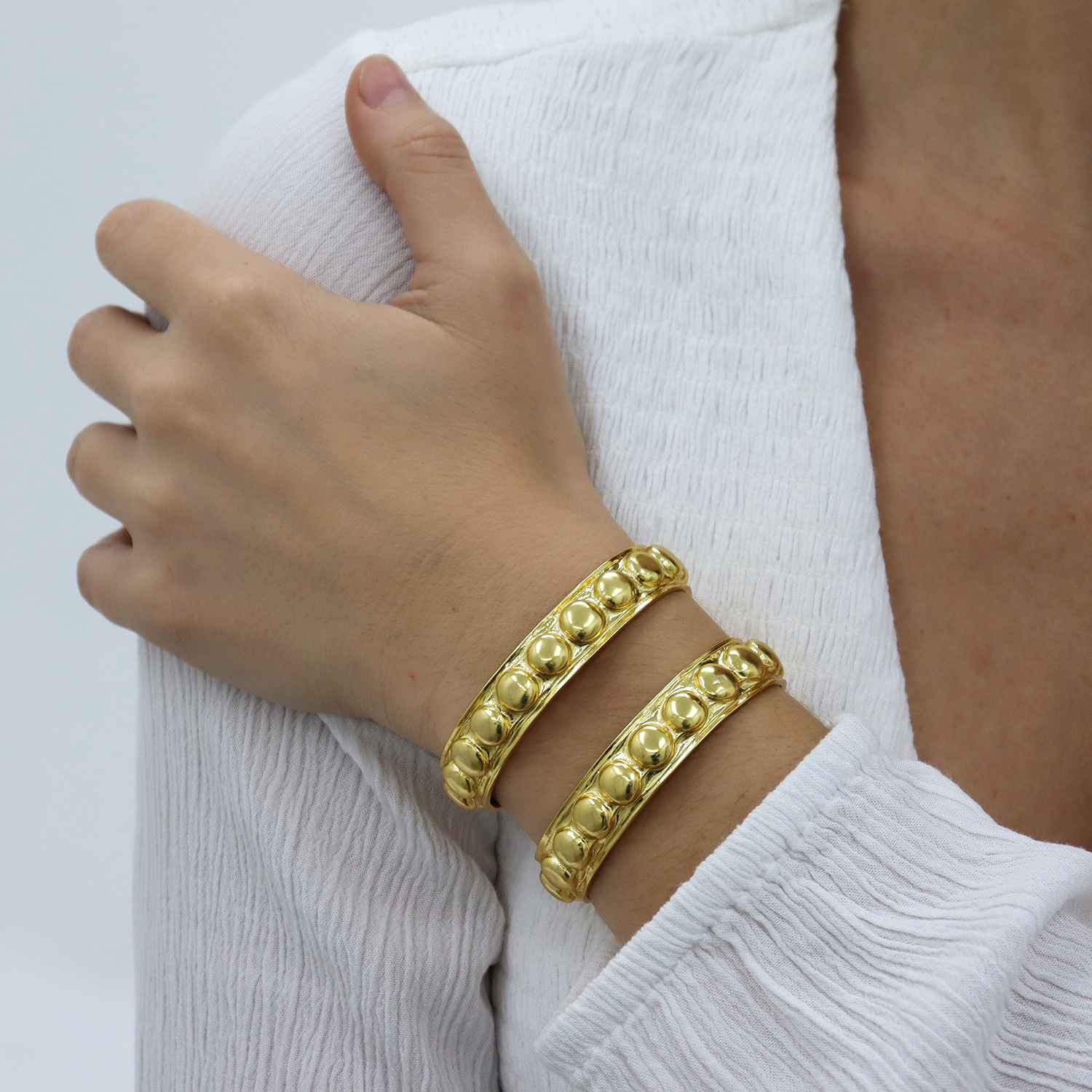 Roman Style Two Row Cuff - 24K Gold Plated