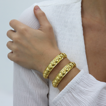 Roman Style Two Row Cuff - 24K Gold Plated