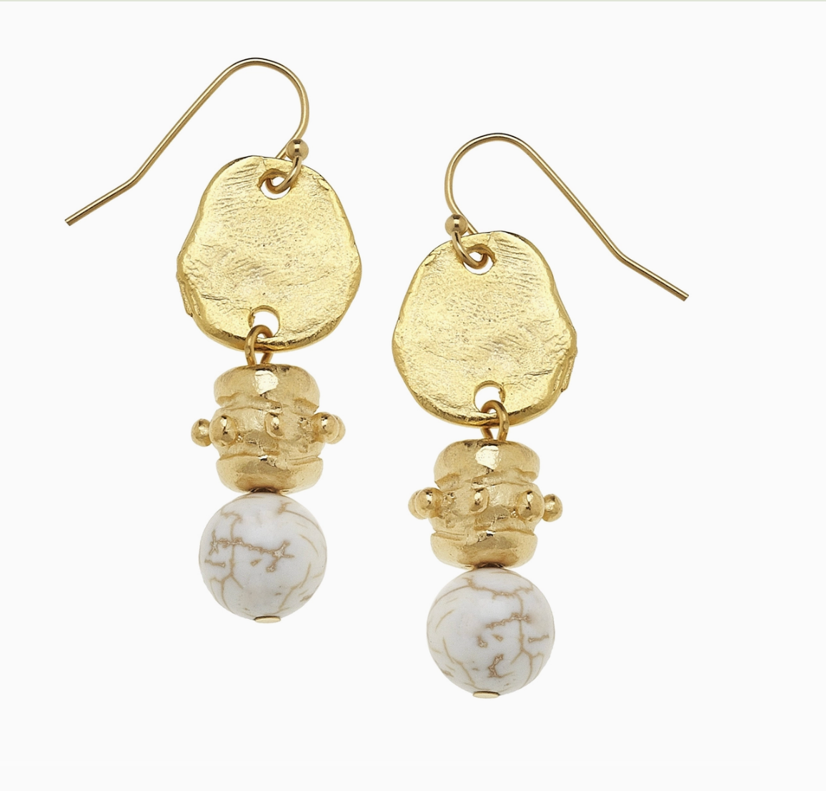 Gold with White Turquoise Earrings