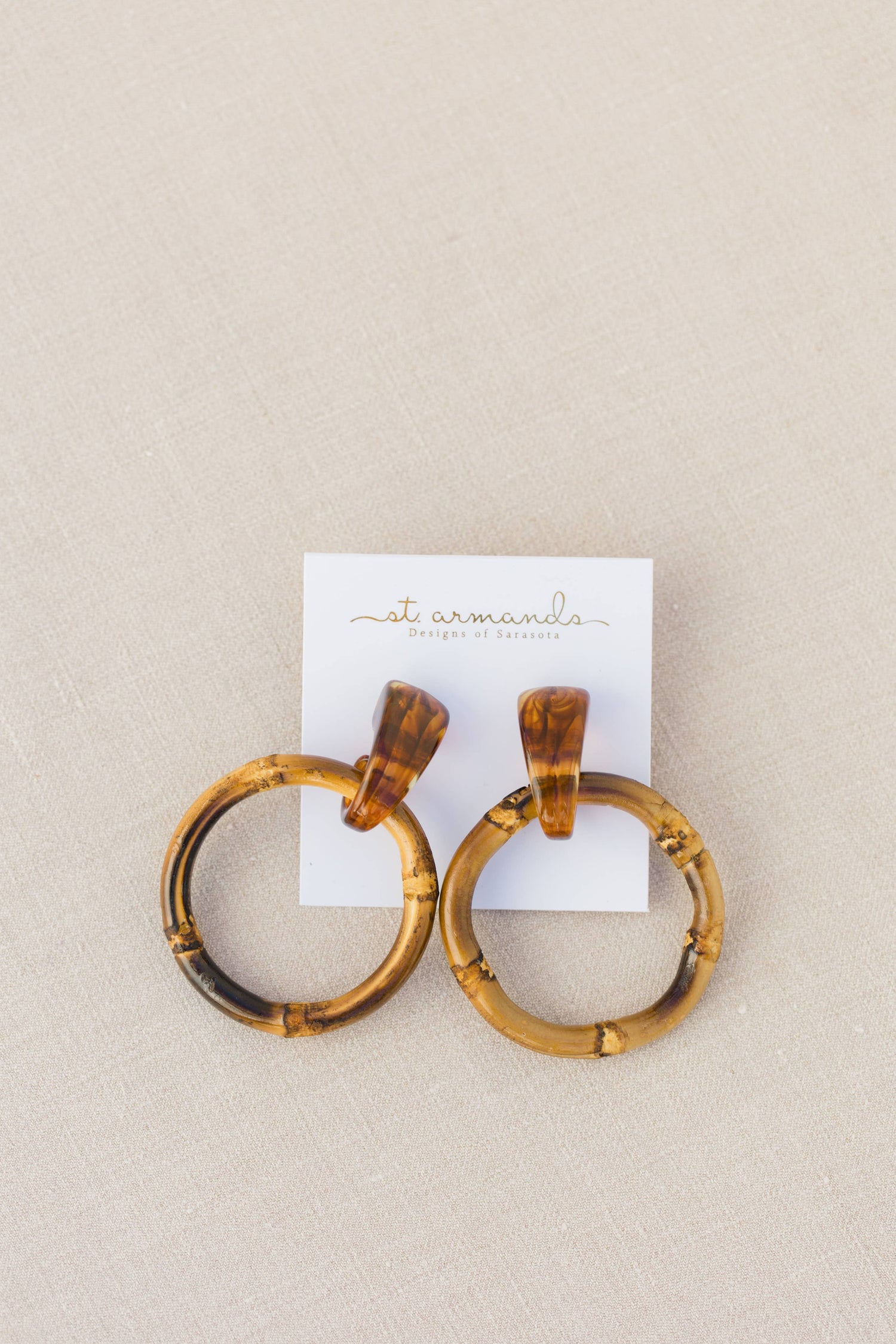 Dark Brown Bamboo Statement Drop Earrings