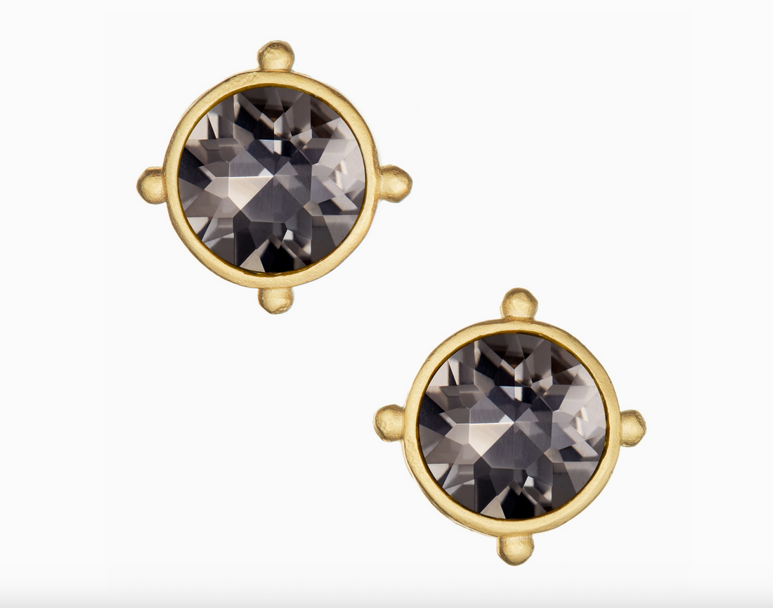 Slate Grey Crystal Round Studs