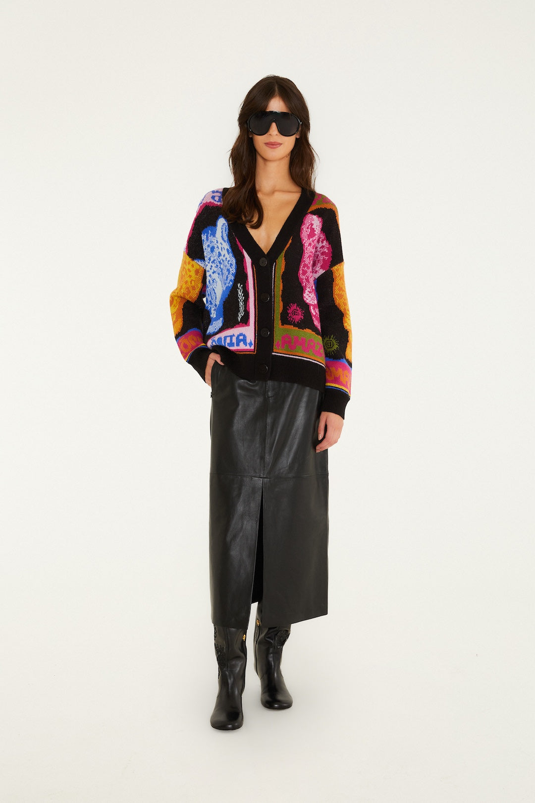 MULTICOLOR PANTHERS BLACK KNIT CARDIGAN