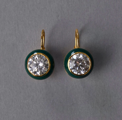 Enamel Bezel Drop Earring