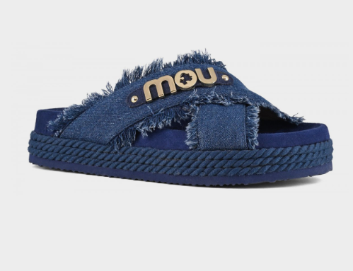 Criss Cross Rope Sandals in Denim