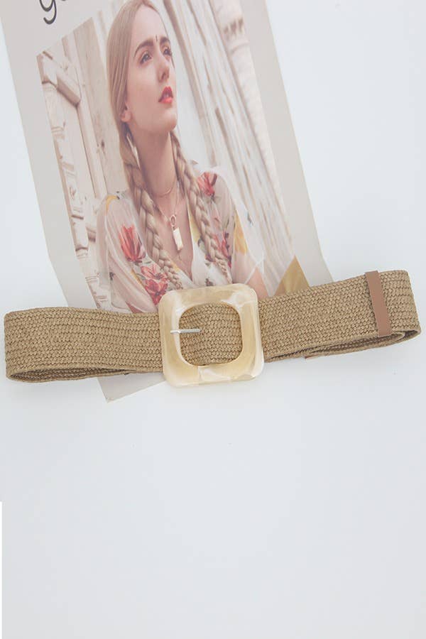 Woven Straw Resin Buckle Belt