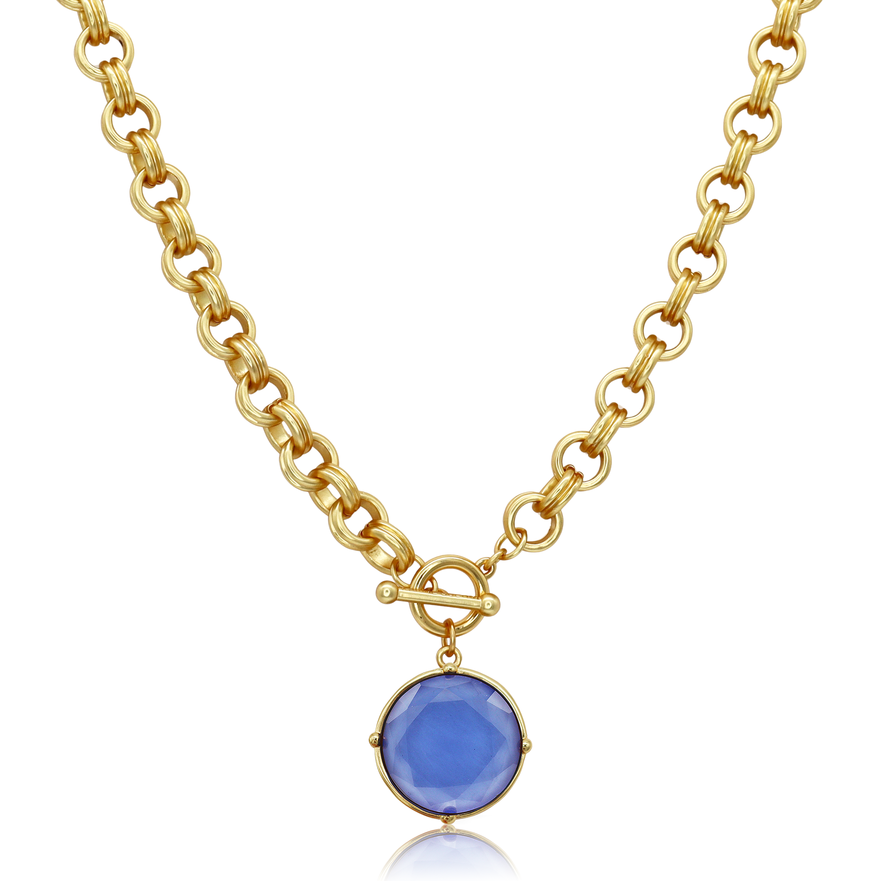 Cabochon Pendant Necklace - 24k Gold Plated
