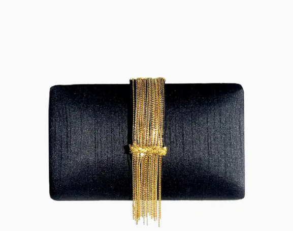Noir Fringe Clutch