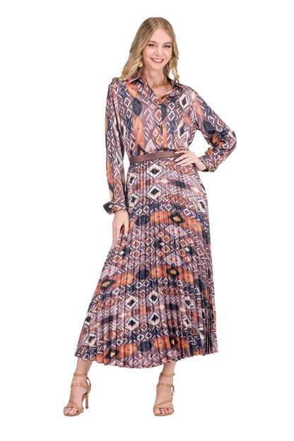 Pleated Skirt in Copper Mesa