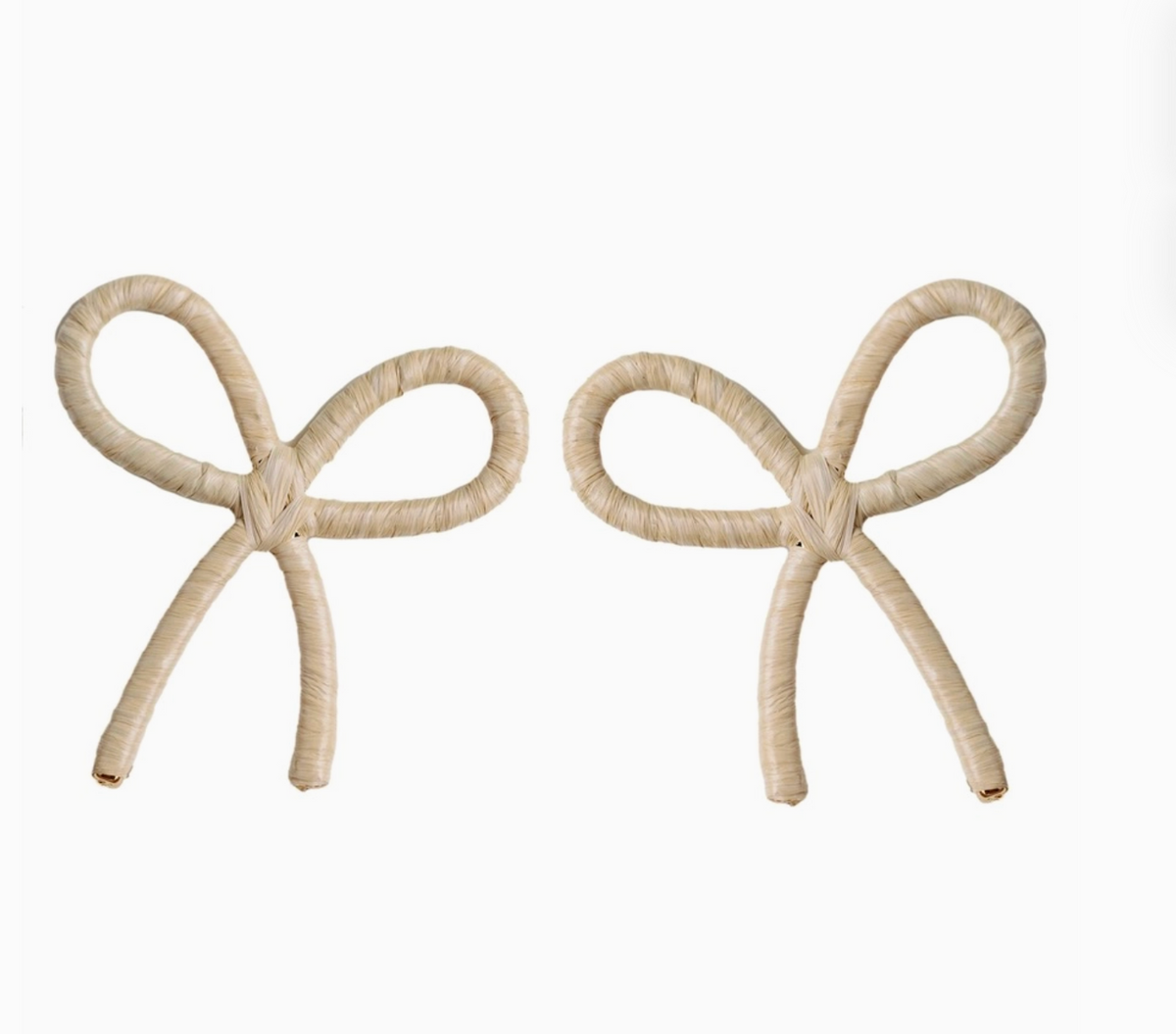 Natural Raffia Wrapped Bow Statement Earrings