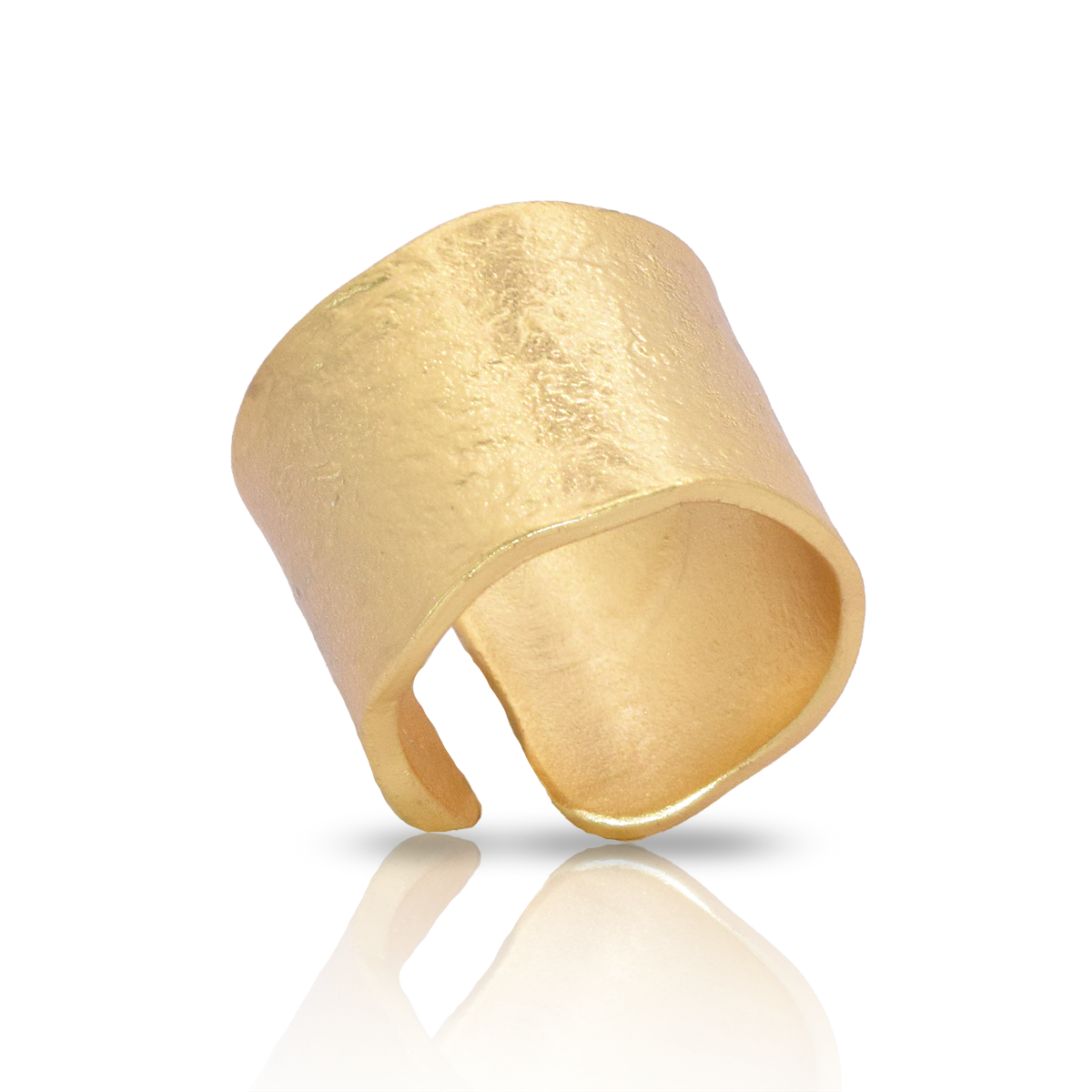 Trendy Textured Cigar Band Ring - 24K Gold Plated