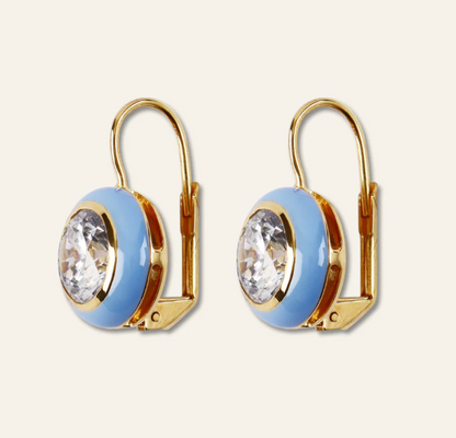 Enamel Bezel Drop Earring