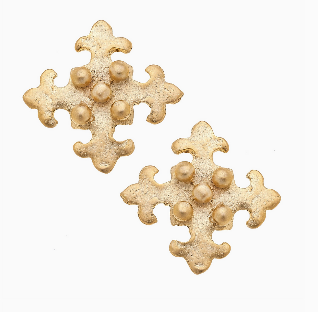 Gold Quad Fleur De Lis Earrings