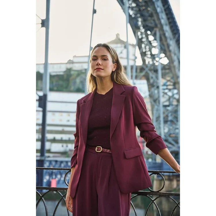 Blazer 3/4 Sleeve in Merlot