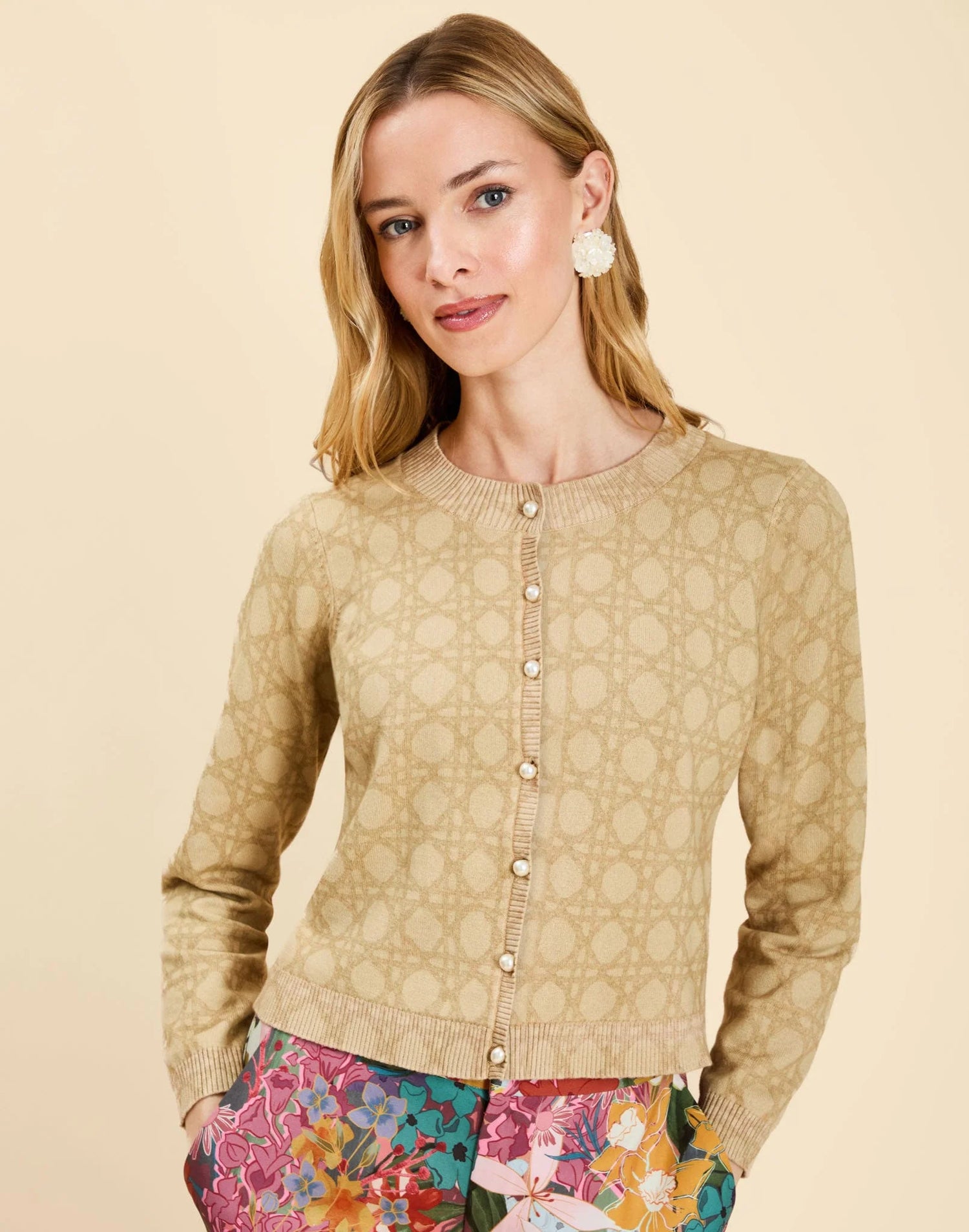 Andie Cardigan in Biscotti Lattice