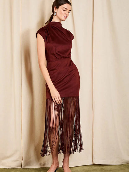 Astelle  Faux Suede Midi Dress