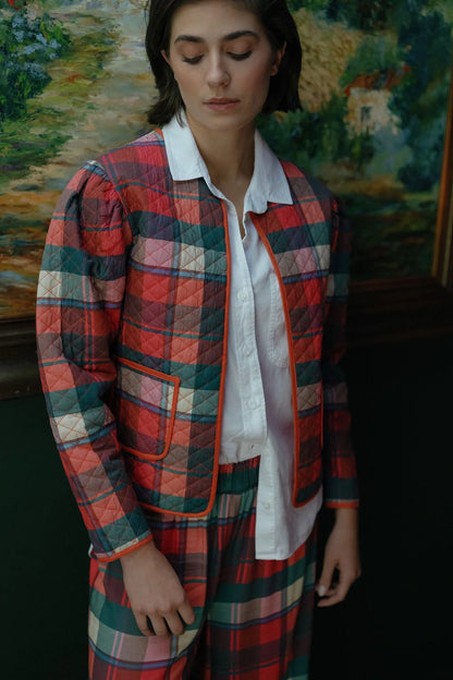 Charlotte Quilted Jacket in Checker Pink