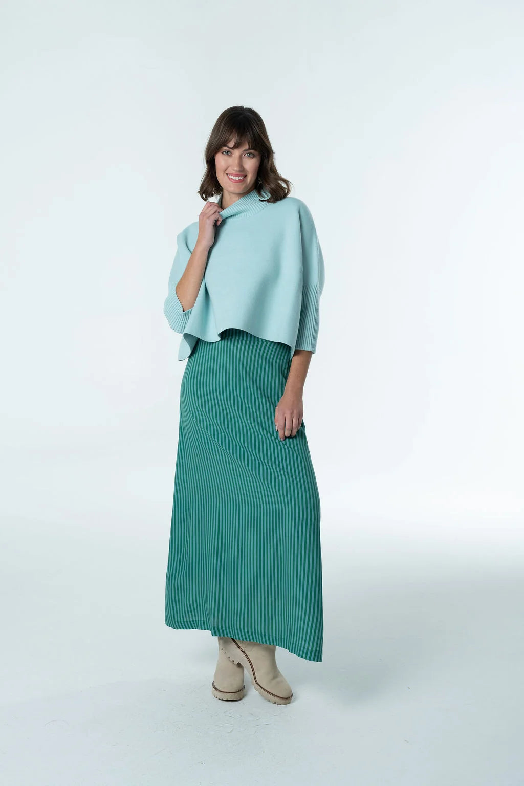 Tiffany Skirt in Emerald Stripe