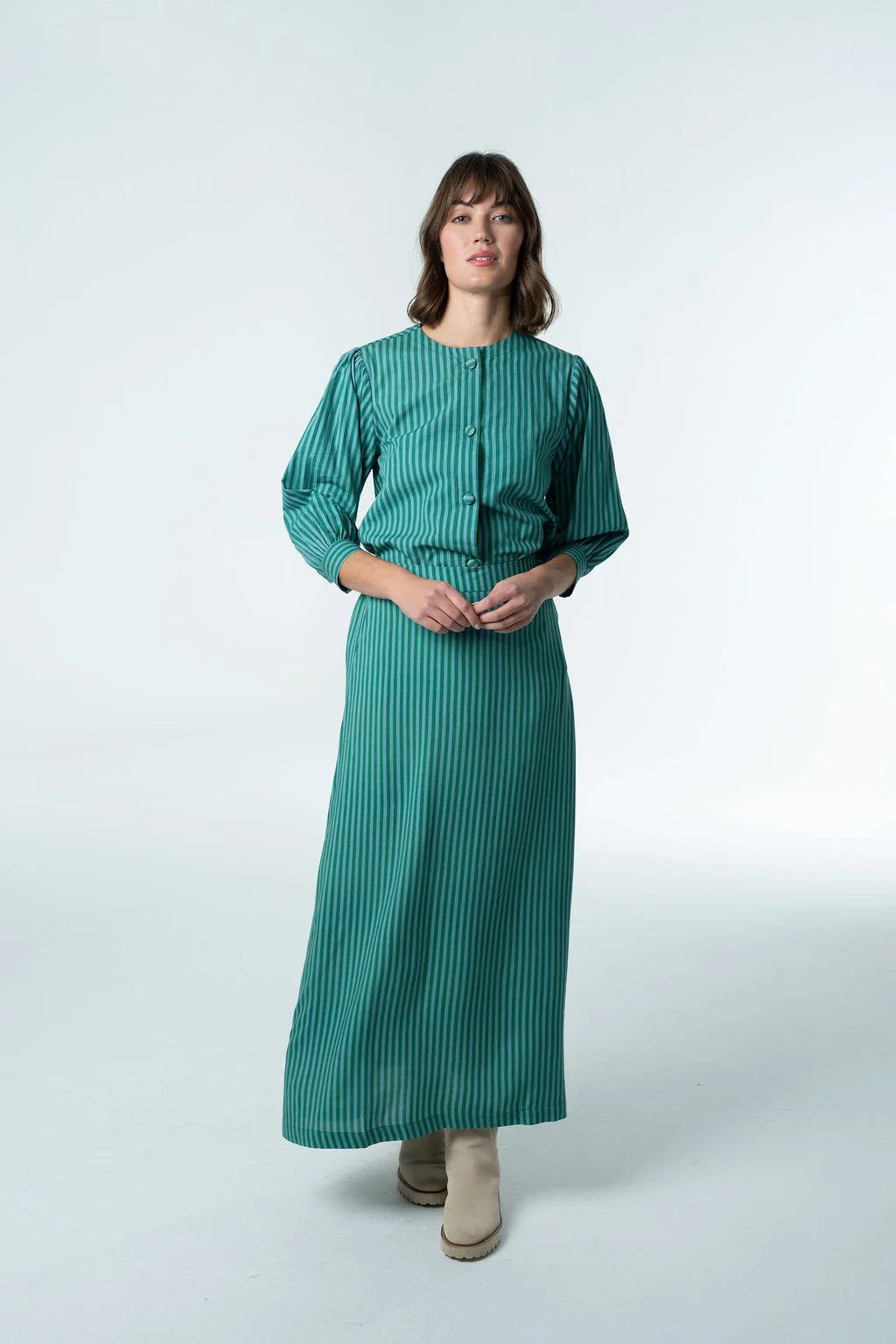 Tiffany Skirt in Emerald Stripe