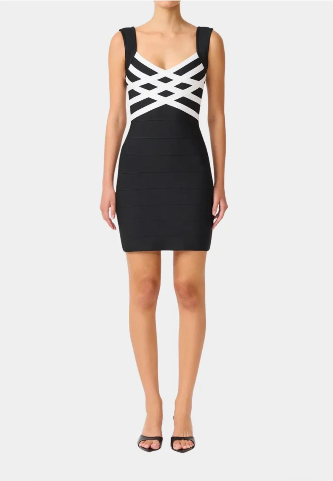 Ninette Sleeveless Mini Dress in Black and White