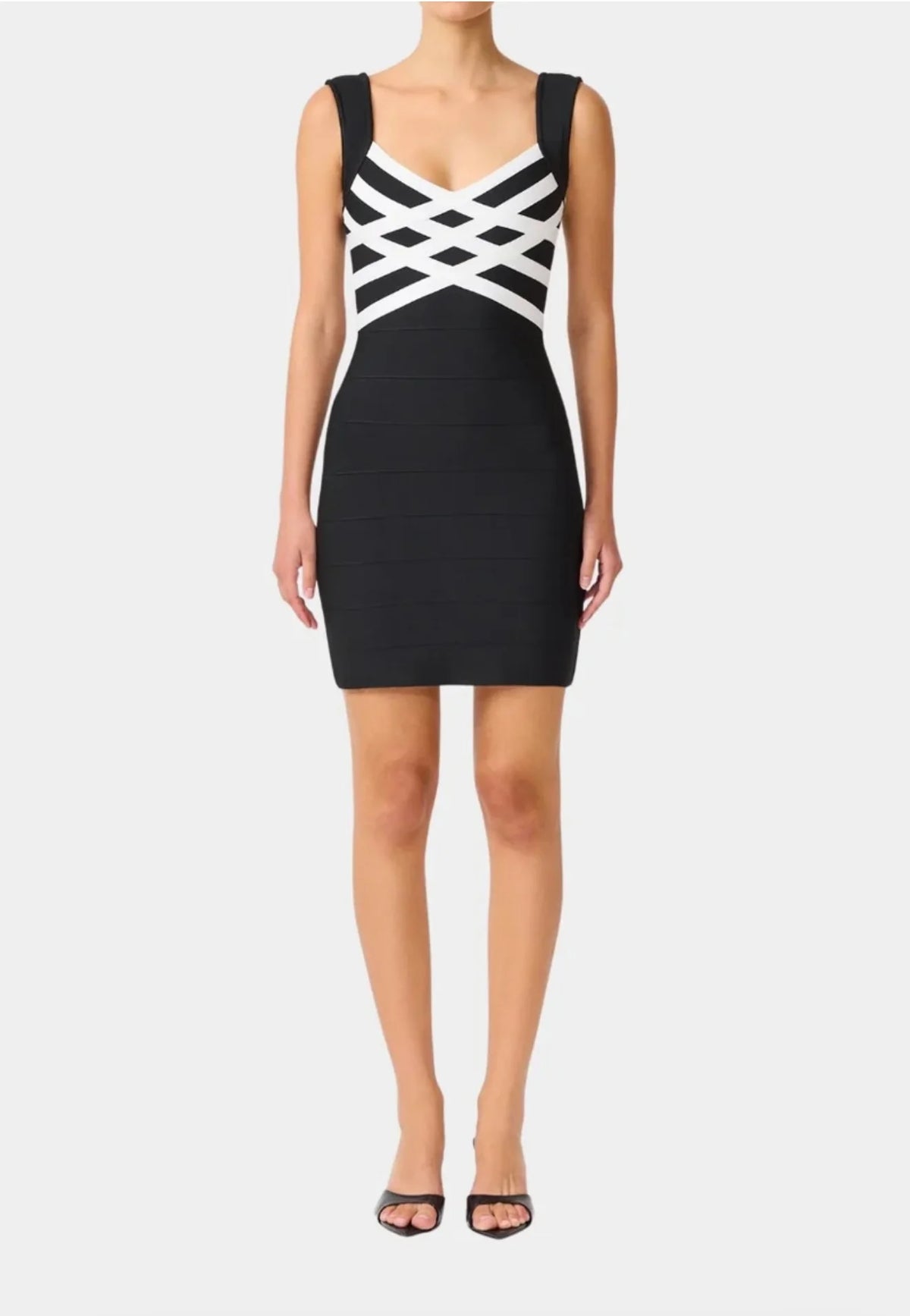Ninette Sleeveless Mini Dress in Black and White