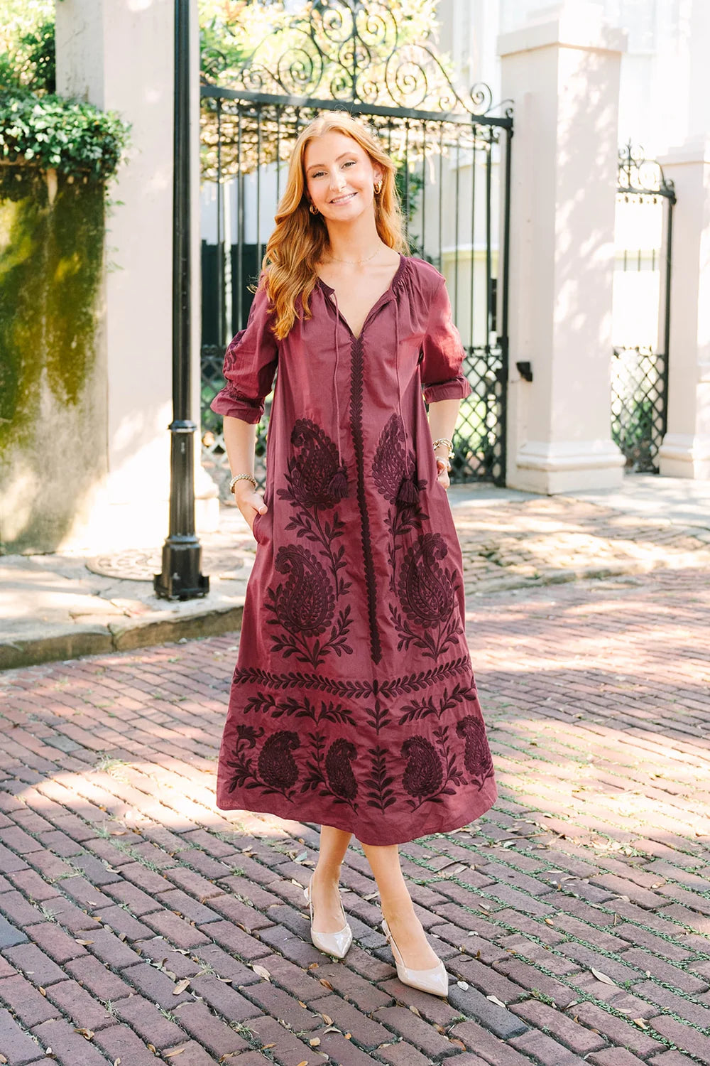 Bella Maxi Dress in Garnet Paisley