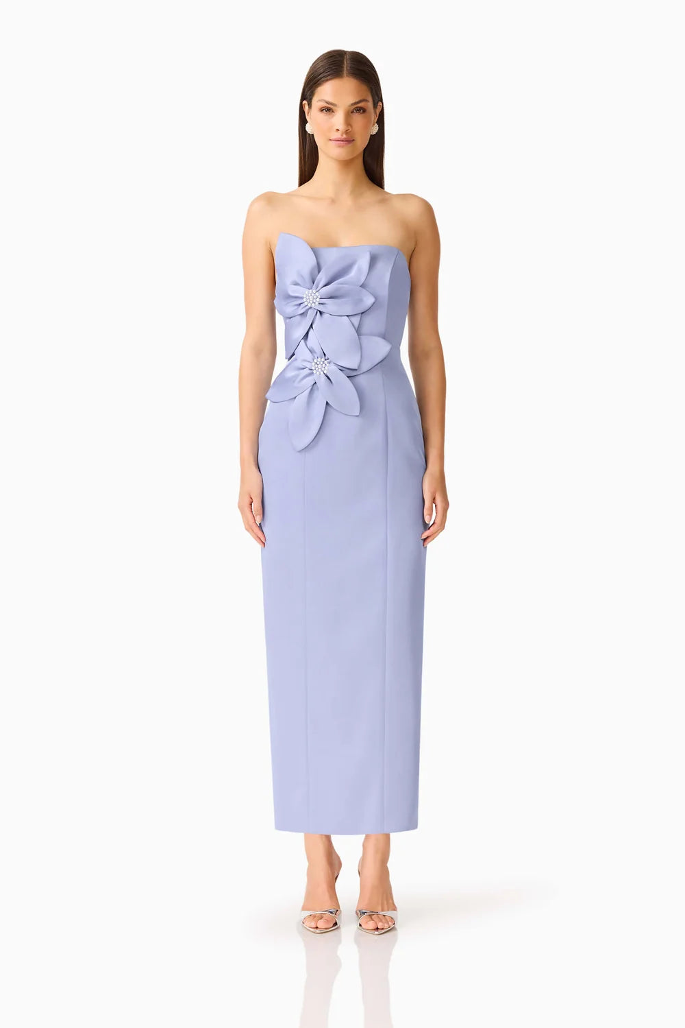 Lunelle Column Midi Dress in Stone Blue