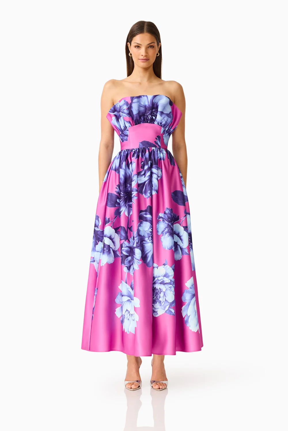 Sybella Maxi Gown in Blue Pink Floral