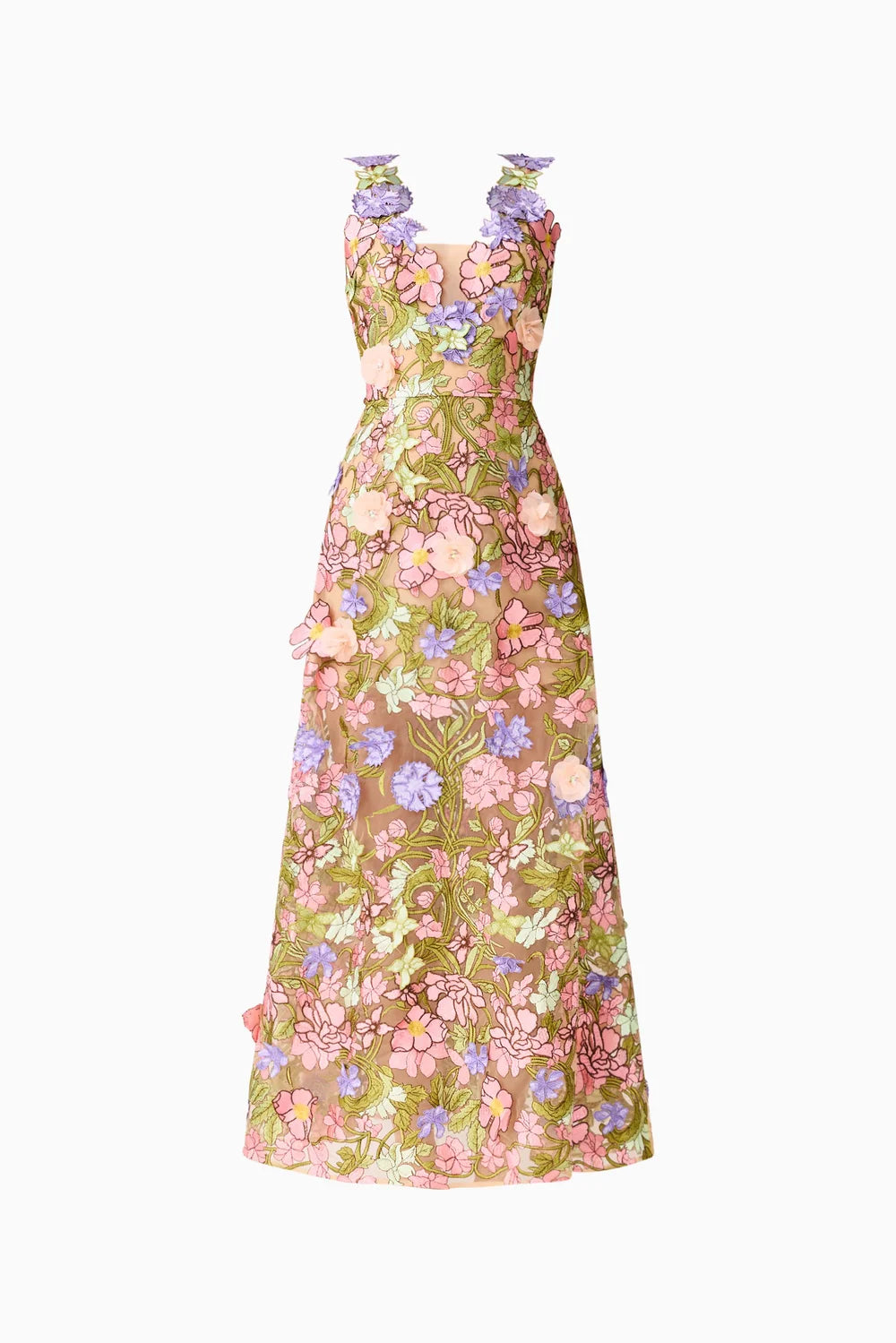 Fiora A Line Gown in Green Multi