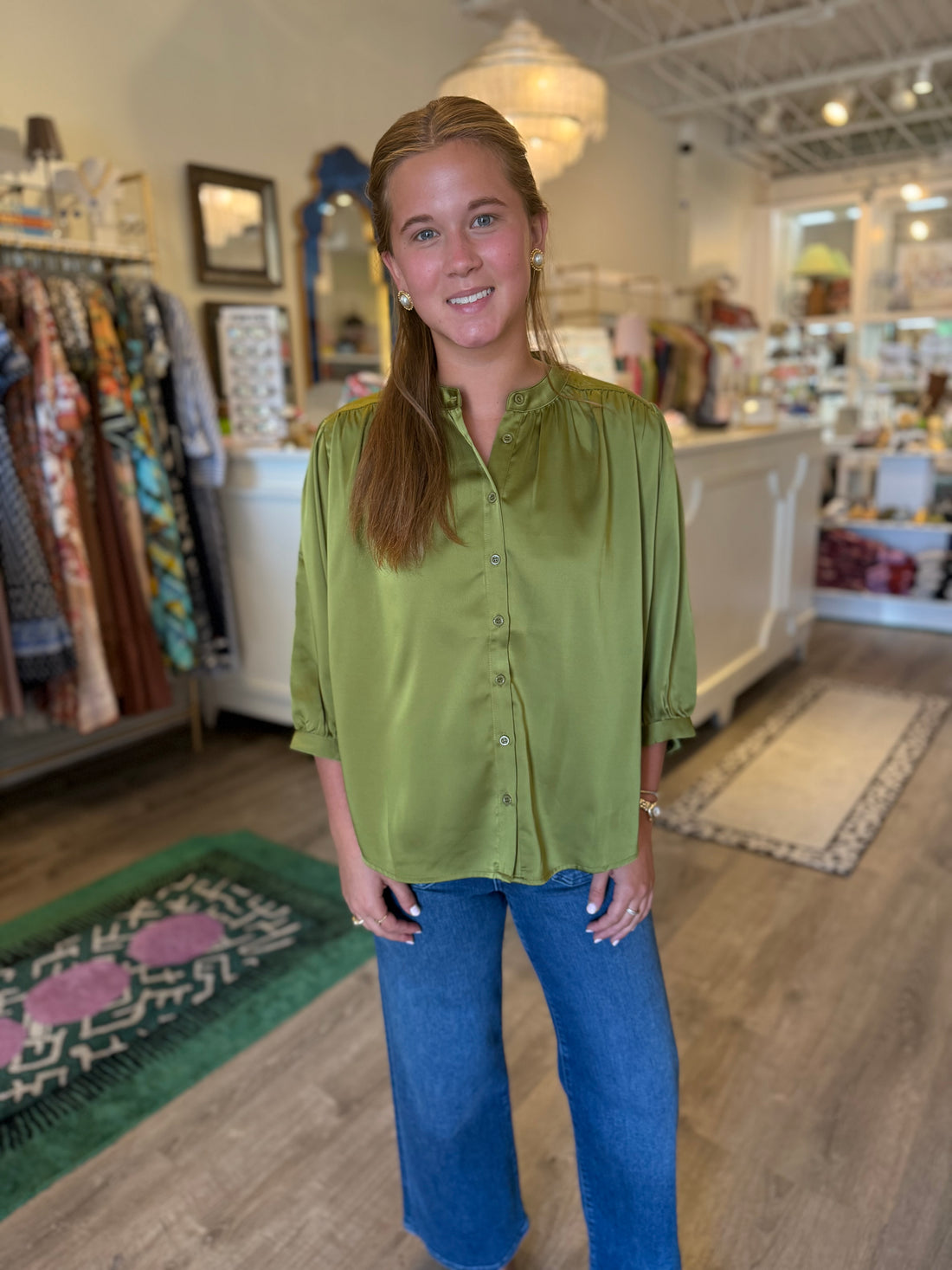 Batwing Blouse in Olive