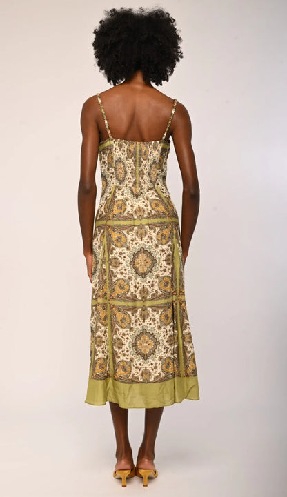 Blaire Midi Dress in Kaleidescope Scarf Print