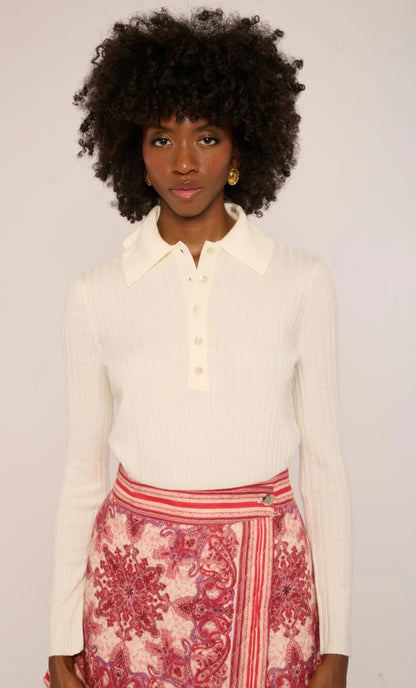 Riley Long Sleeve Tee in Ivory